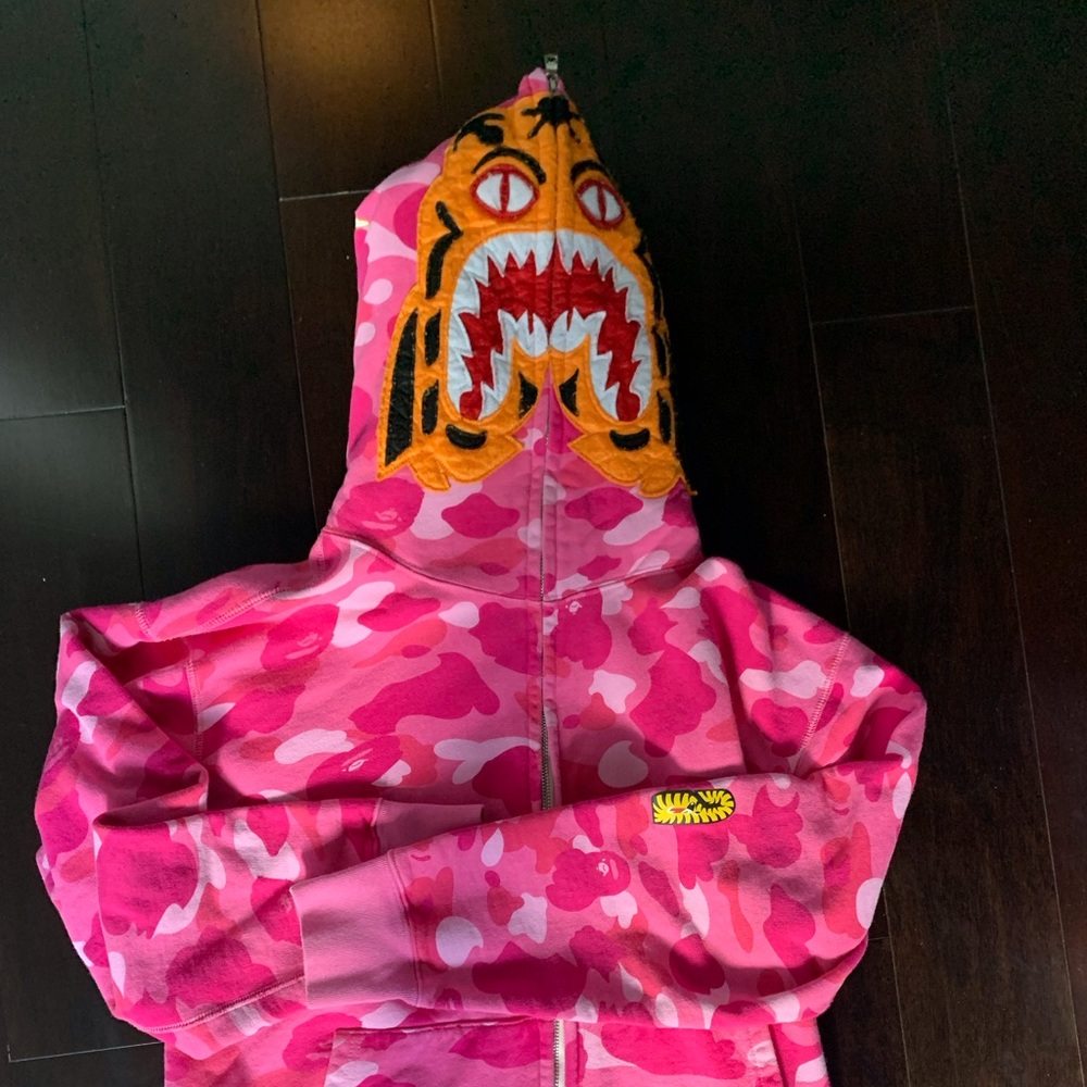Pink Bathing Ape Zip Up Hoodie BAPE (REAL)